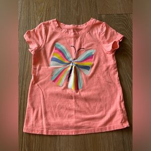 Cat & Jack Girls Short Sleeve T-Shirt Peach Colorful Butterfly 4T